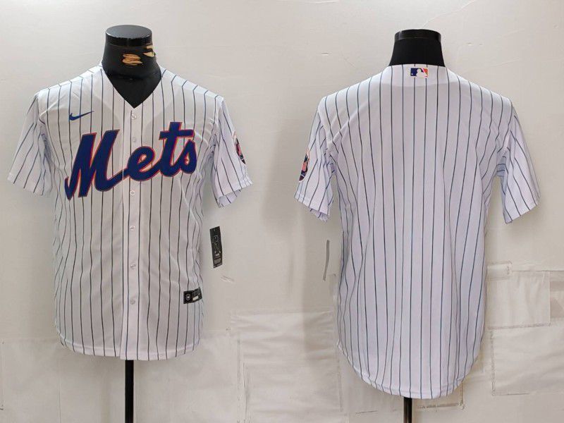 Men New York Mets Blank White Stripe Game 2024 Nike MLB Jersey style 2